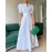 Office Long Short Sleeve Large Swing Dress with Belt