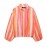 Women Clothing Stand Collar Long Sleeve Striped Bomber Jacket