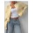 Fashionable Knitted Cardigan Women round Neck Long Sleeve Solid Color Sweater Spring Slim Fit Top