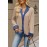 Autumn Winter Denim Contrast Color Lapels Button Loose Long Sleeve Sweatershirt Women