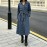 Denim Women Wear Trench Coat Solid Color Collared Long Sleeve Lace up Long Denim Jacket for Women