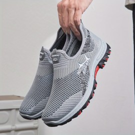Sneakers, Brand- New Men's Breathable Mesh Slip- on Sports Running Shoes. The Solid- Color Fabric Upper Is Comfortable, Durable, Light, Elegant and Extremely Stylish.