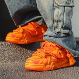 New Men's Low-top Skateboard Shoes Fashion Braids Casual Shoes Walking Shoes Trendy Comfortable Soft-soled Shoes Street Sneakers