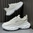Men'S Breathable Mesh Fabric Sneakers - Lightweight, Comfortable Low-Top Dad Shoes with Thick Rubber Sole for Summer Casual Wear, White & Black Design, Breathable Shoes | Stylish Dad Shoes | Comfortable Footwear