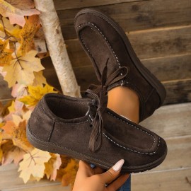 Fashionable Low-Top Round-Toe Casual Flat Lace-Up Shoes | 1.18-1.97inch Heel, Square-Shaped, All-Season, Suitable for Men