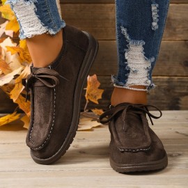 Fashionable Low-Top Round-Toe Casual Flat Lace-Up Shoes | 1.18-1.97inch Heel, Square-Shaped, All-Season, Suitable for Men