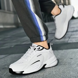 Men's All-Season Mid-Top Sneakers - Upper & Sole, Plaid Lace-Up Running Shoes, Round Toe Comfortable Athletic Footwear for Gym,, Casual Wear - All-Season Versatile (Suitable for)