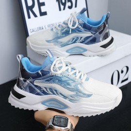 Men'S Breathable Trendy Dad Shoes | New Versatile Youth Casual Sports Shoes with and PVC Upper, Lace Closure, Low Top Design, Solid Color Pattern, Suitable for Spring/Fall