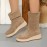 New Season Retro Velvet Comfortable Multi-Purpose Classic PU Round-Tip Mid-Calf Loafers