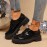 New Season Classic Round-Tip PU Deep-Well Sole Without Inner Liner Lace-Up Low-Heel(0.39-1.18inch) Casual Loafers