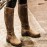 Large Size Women'S Long Boots | European American Style, Flat Round Toe, Low Block Heel, Rubber Upper and Sole