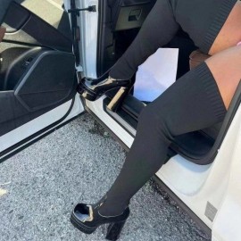 Women's Large Size Chunky Heel Over-the-Knee (OTK) Boots with Thick Platform Sole - Round Toe Boots, Slip-On/Kickback Closure, Cushioned Insole & Rubber Outsole for Winter Warmth - Dress Boots for Jeans/C Dresses (Hand Washable)