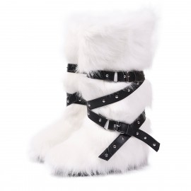 Women' Winter Fox Over-the-Knee Boots with Thick Sole & Plush - Slip- Round Toe Boots Suitable for Weather, Cozy Thick Sole Heel, Hand Washable Microfiber for Parties, Casual Attire, and Floors, Women Shoes