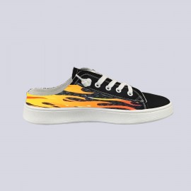 East King Women'S Fiery Unicorn Slip-On Sneakers - Comfortable Soft Sole, Versatile All-Season Casual Shoes with Vibrant Flame Design, Black and White