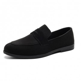 Men'S Korean Version British Style Round Toe Loafers | Lightweight Breathable Slip-On Casual Shoes, Upper, PVC Sole, Fabric Insole