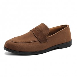Men'S Korean Version British Style Round Toe Loafers | Lightweight Breathable Slip-On Casual Shoes, Upper, PVC Sole, Fabric Insole