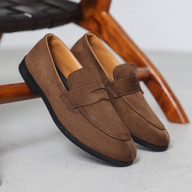Men'S Korean Version British Style Round Toe Loafers | Lightweight Breathable Slip-On Casual Shoes, Upper, PVC Sole, Fabric Insole