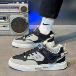 New Mens Korean-Style White Sneakers | Breathable Student Casual Outdoor Sports Trendy Shoes with Upper, EVA Sole, PVC Inner, Lace Closure, Low Top Design