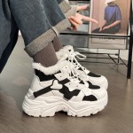 Women' Winter Thermal Boots - Fleece-Lined Warm Chunky Platform Sneakers with High-Top Ankle, Cushioned Sole & PVC - - Weather Shoes for Outdoor,, Casual (Black)