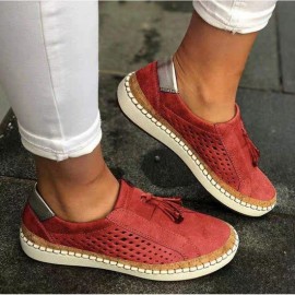 Plus Size Women'S Lace-Up & Slip-On Sneakers | Casual Two-Color Striped Sole Patchwork Tassel Detail Low-Top Single Shoes - Fall Fashion Wide Width Comfortable Footwear